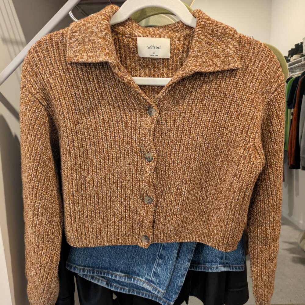 Aritzia Wilfred Nextdoor Sweater - Brown/White/Tan Marbled - Size M - Picture 2 of 4